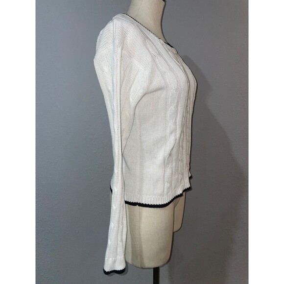 Jones NY Women’s Vintage CableKnit Square Neck Sweater size PS Coastal Old Money - Picture 5 of 8